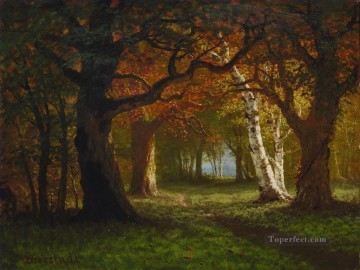 150の主題の芸術作品 Painting - サラトガ近くの森 アメリカのアルバート・ビアシュタットの木の風景